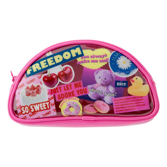 Pink Retro Bear PVC Multi Pouch