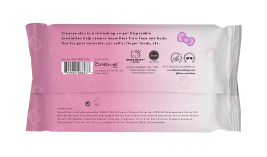 [The Crème Shop] X Hello Kitty 3-in-1 Complete Cleansing Facial Towelettes, 60 Count Wipes