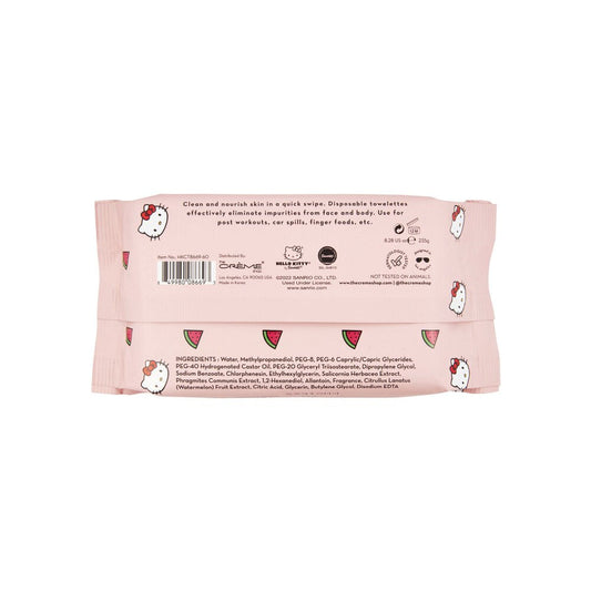 [The Crème Shop] X Hello Kitty 3-in-1 Complete Cleansing Towelettes, 60CT, Hydrating Watermelon