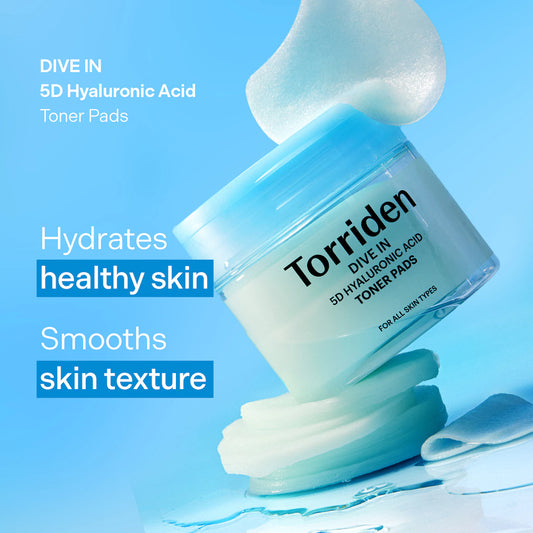 [Torriden] DIVE IN 5D Hyaluronic Acid Toner Pads for Deep Hydration & Exfoliation